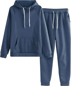 2 Piece Sweatsuits for Women Fleece Lined Tracksuit Athletic Gym Outfits Hoodie Joggers Lounge Set with Pockets