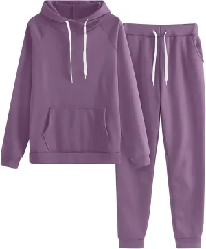 2 Piece Sweatsuits for Women Fleece Lined Tracksuit Athletic Gym Outfits Hoodie Joggers Lounge Set with Pockets