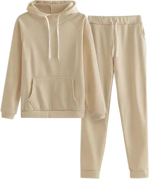 2 Piece Sweatsuits for Women Fleece Lined Tracksuit Athletic Gym Outfits Hoodie Joggers Lounge Set with Pockets