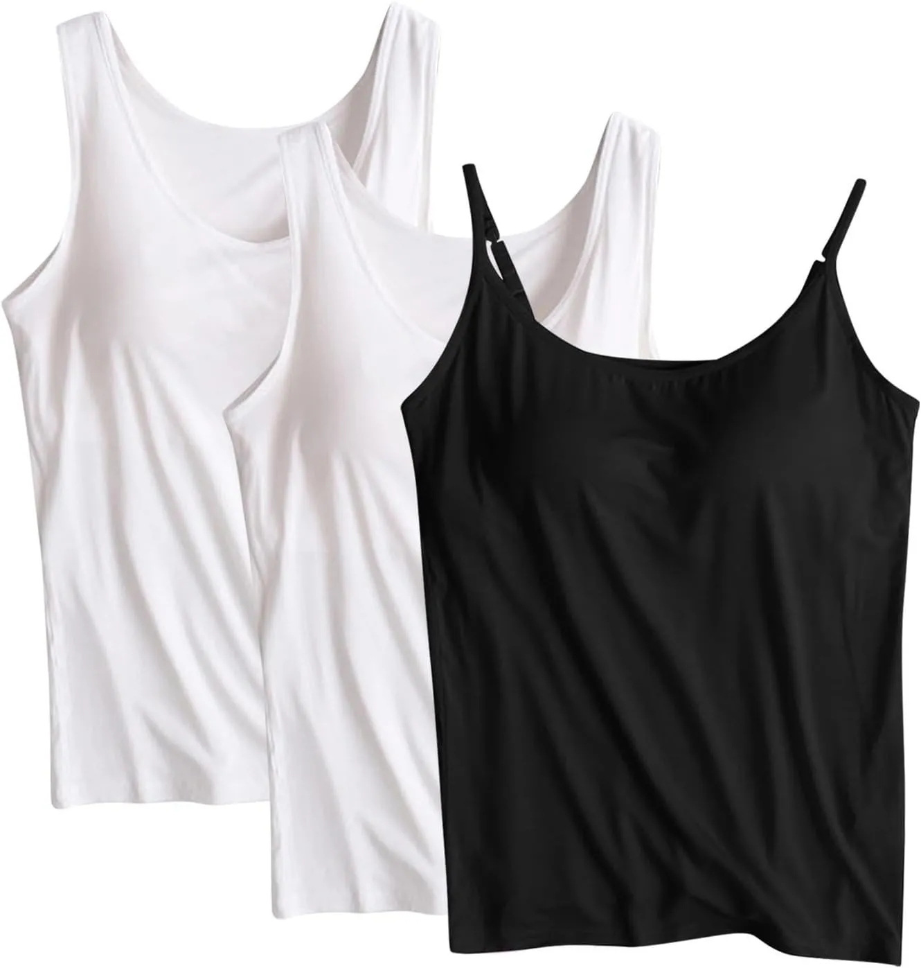 3 Pack Womens Built in Bra Tank Tops Lightweight Casual Sleeveless Breathable Athletic Workout T Shirts with Padded