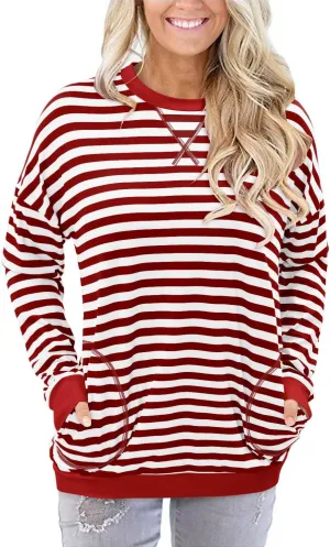 Angerella Women's Casual Loose Fit Pocket Shirts Printed Tops