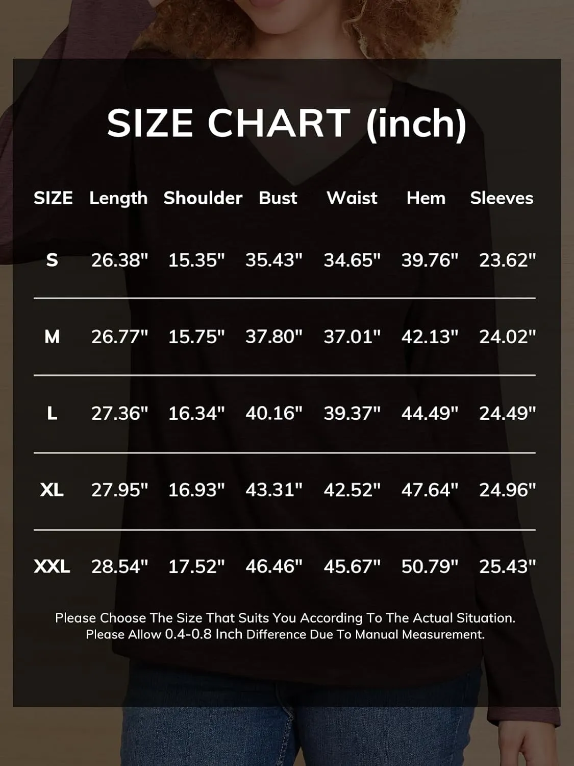 ATHMILE Womens Long Sleeve V Neck Shirts Basic Tee Casual Top Fall Trendy Tunic Outfits Fitted T Shirts