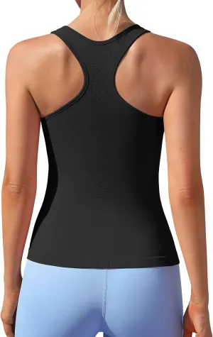 ATTRACO Womens Tank Tops Square Neck Fitted Sleeveless Shirts Seamless Ribbed Basic Top