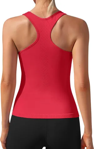 ATTRACO Womens Tank Tops Square Neck Fitted Sleeveless Shirts Seamless Ribbed Basic Top