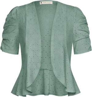 Belle Poque Women's 2025 Summer Bolero Shrug Lightweight Short Sleeve Cropped Open Front Cardigan for Dresses