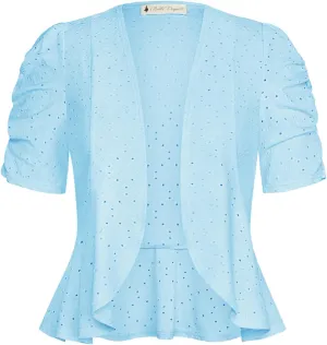 Belle Poque Women's 2025 Summer Bolero Shrug Lightweight Short Sleeve Cropped Open Front Cardigan for Dresses