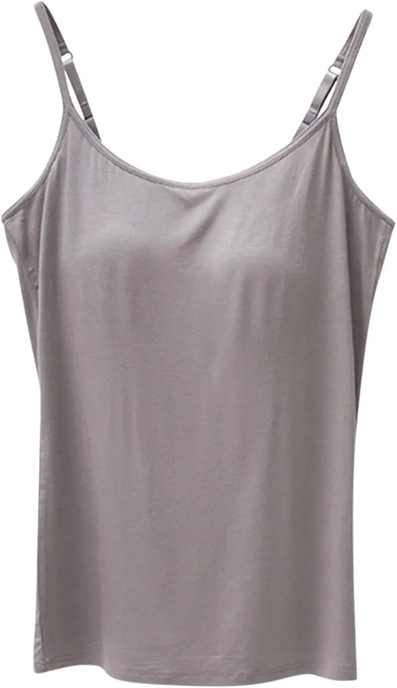 Black Spaghetti Strap Tank for Women Solid Color Crewneck Smooth Lightweight Basic Shirts Workout Athletic Tanks