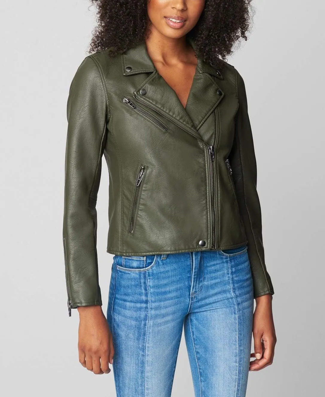 [BLANKNYC] Womens Luxury Clothing Semi Fitted Vegan Leather Motorcycle Jacket