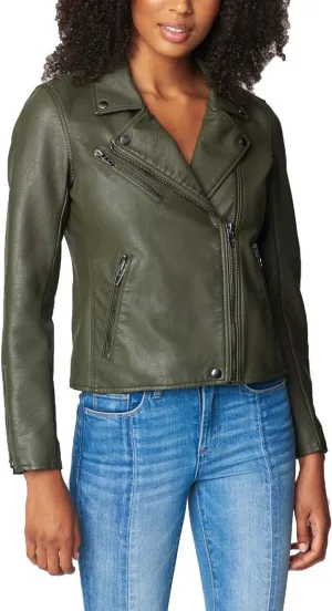 [BLANKNYC] Womens Luxury Clothing Semi Fitted Vegan Leather Motorcycle Jacket