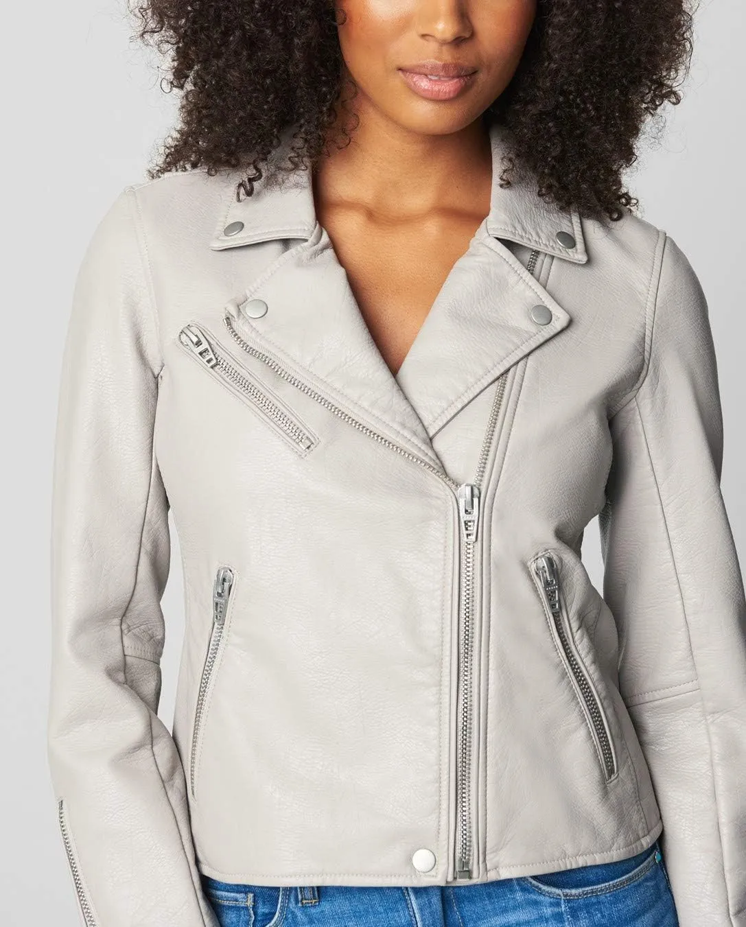 [BLANKNYC] Womens Luxury Clothing Semi Fitted Vegan Leather Motorcycle Jacket