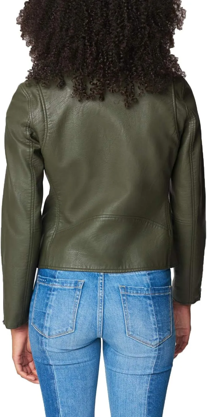 [BLANKNYC] Womens Luxury Clothing Semi Fitted Vegan Leather Motorcycle Jacket