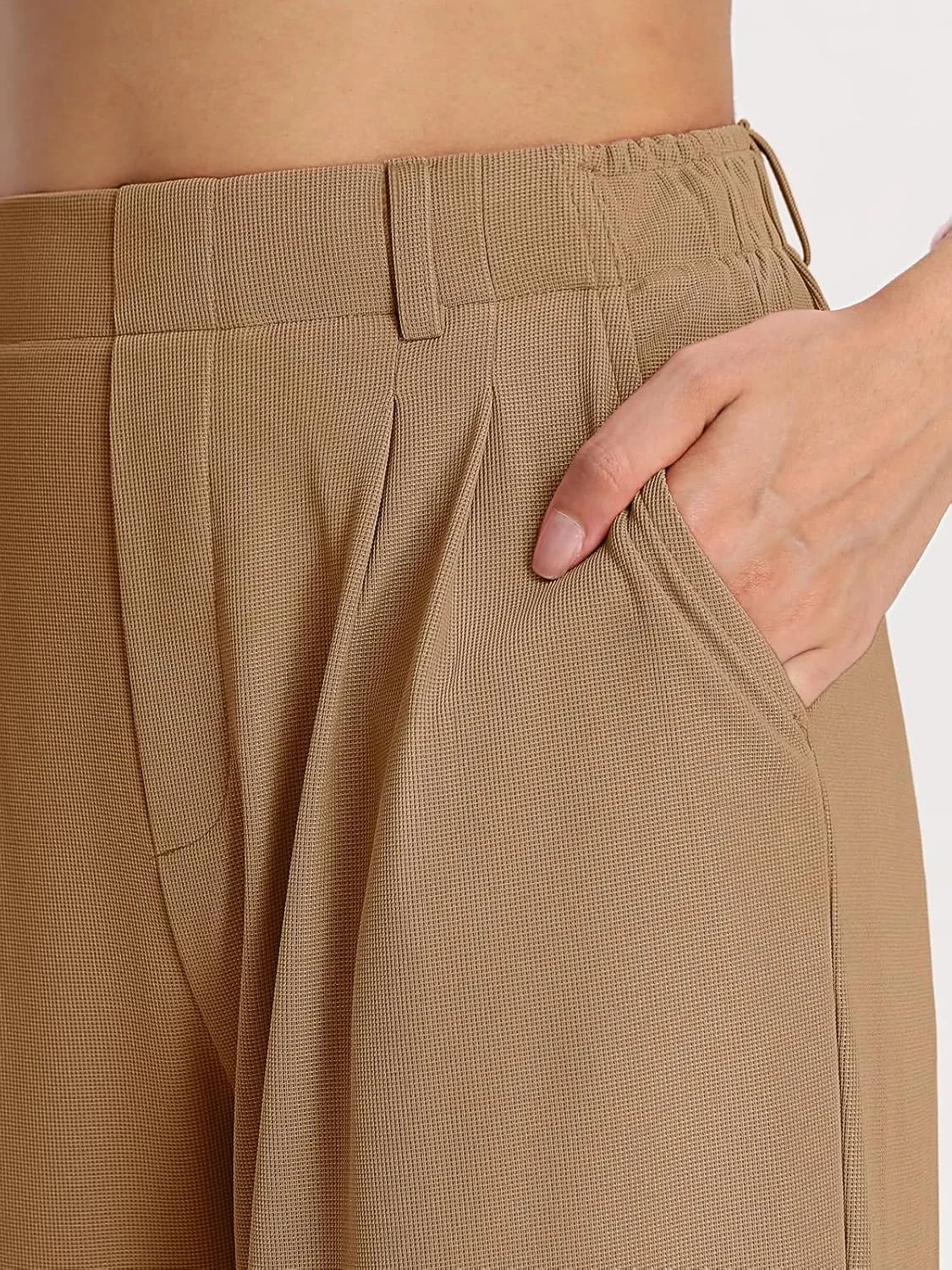 Bloggerlove Womens Casual Business Work Pants Fall Waffle High Waist Dress Pant Wide Leg Straight Trousers with Pockets 2024