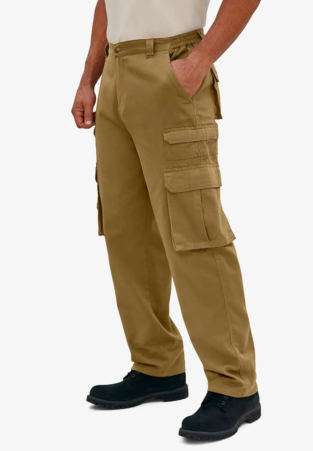 Boulder Creek by Kingsize Men's Big & Tall Ranger Side-Elastic Stacked Cargo Pocket Pants