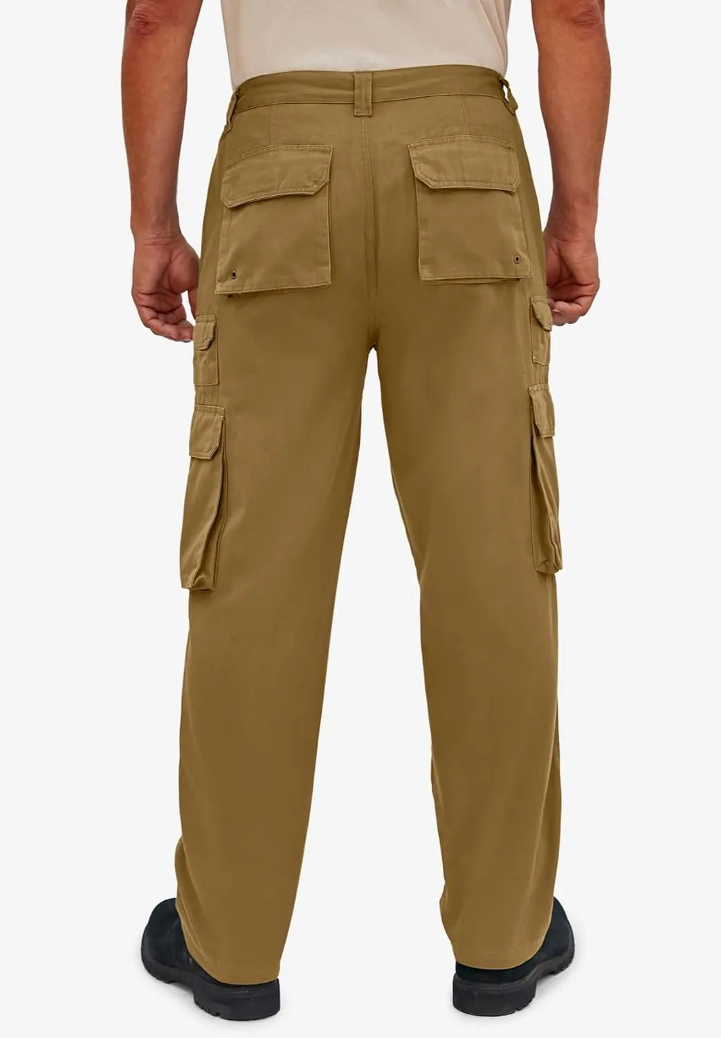 Boulder Creek by Kingsize Men's Big & Tall Ranger Side-Elastic Stacked Cargo Pocket Pants