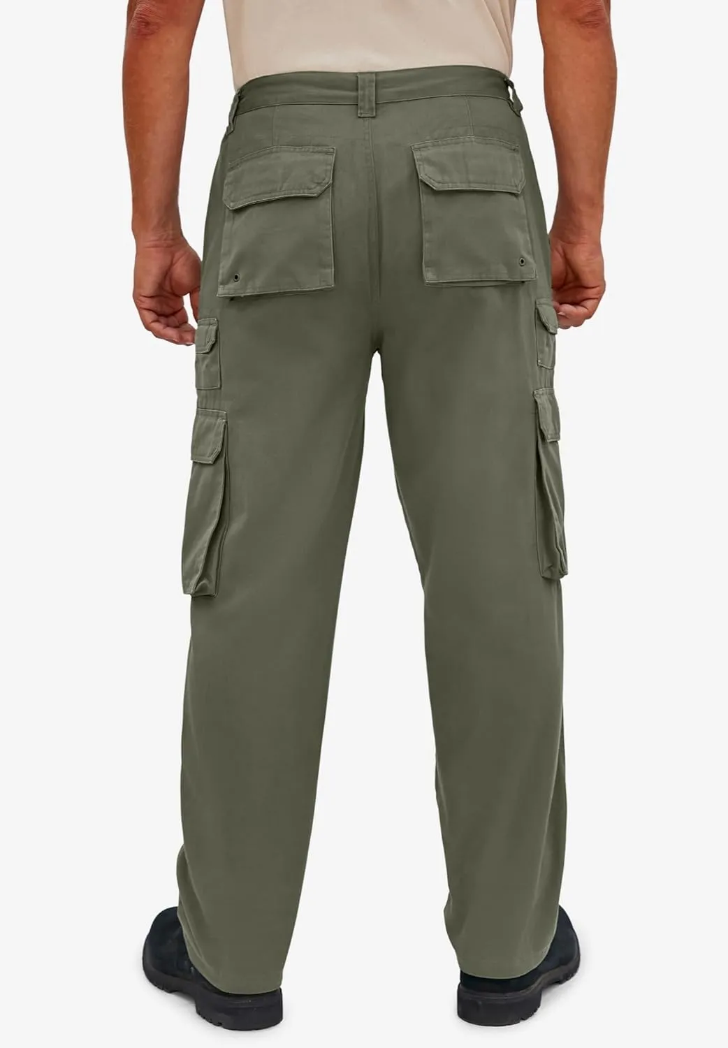 Boulder Creek by Kingsize Men's Big & Tall Ranger Side-Elastic Stacked Cargo Pocket Pants