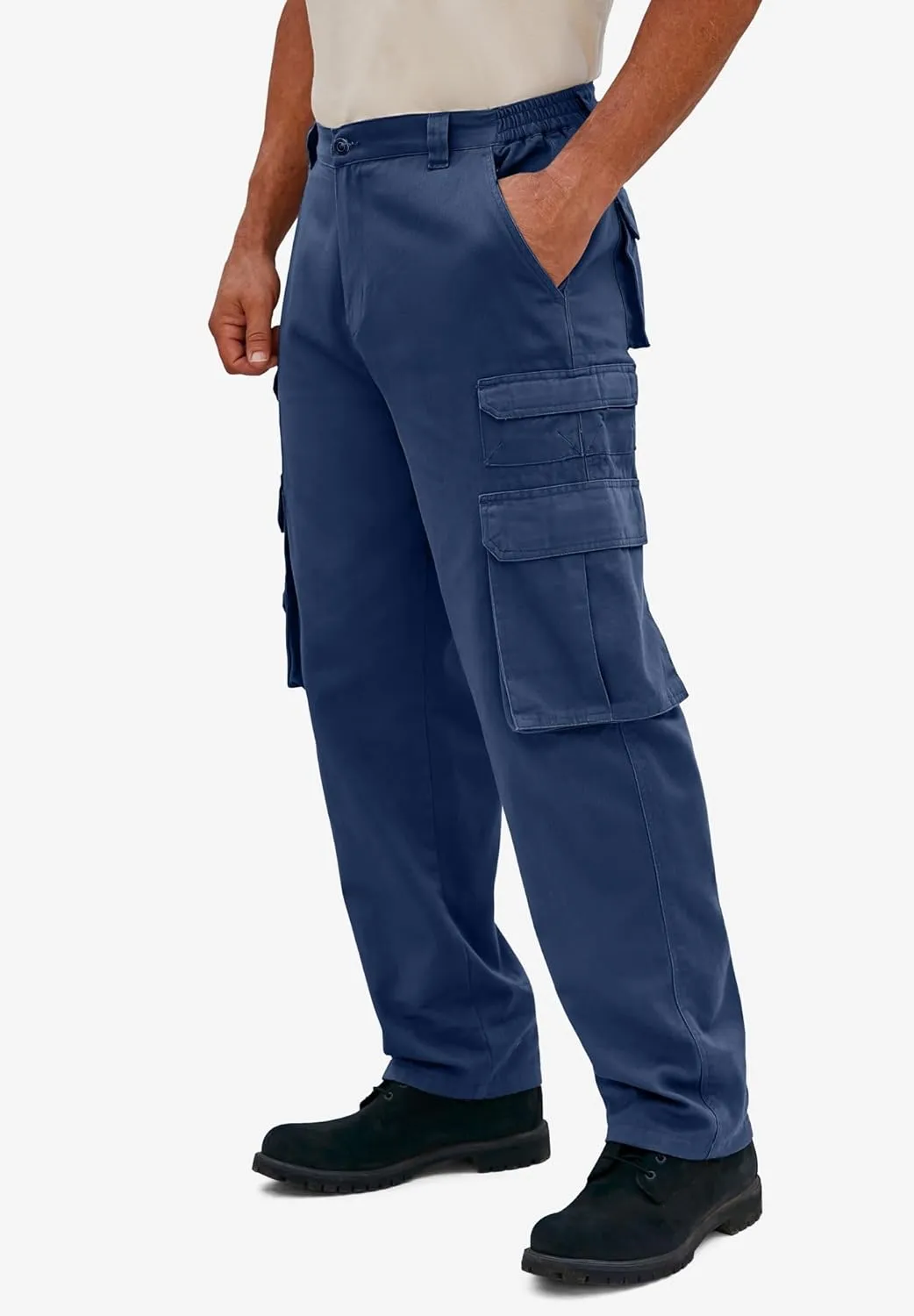 Boulder Creek by Kingsize Men's Big & Tall Ranger Side-Elastic Stacked Cargo Pocket Pants