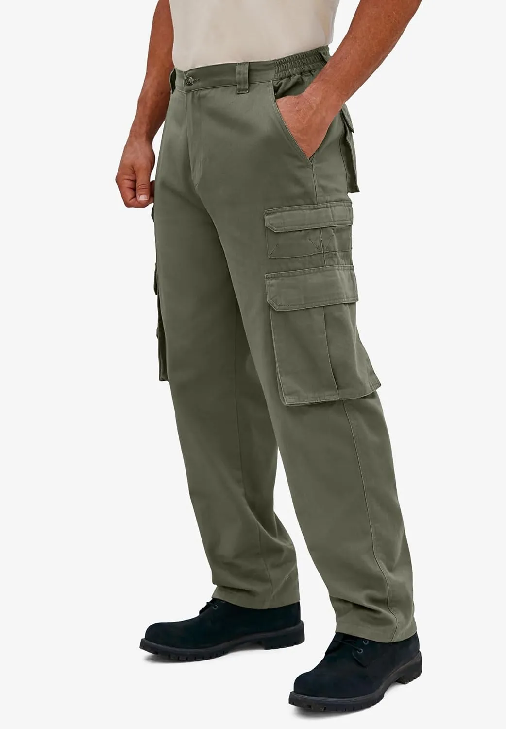 Boulder Creek by Kingsize Men's Big & Tall Ranger Side-Elastic Stacked Cargo Pocket Pants