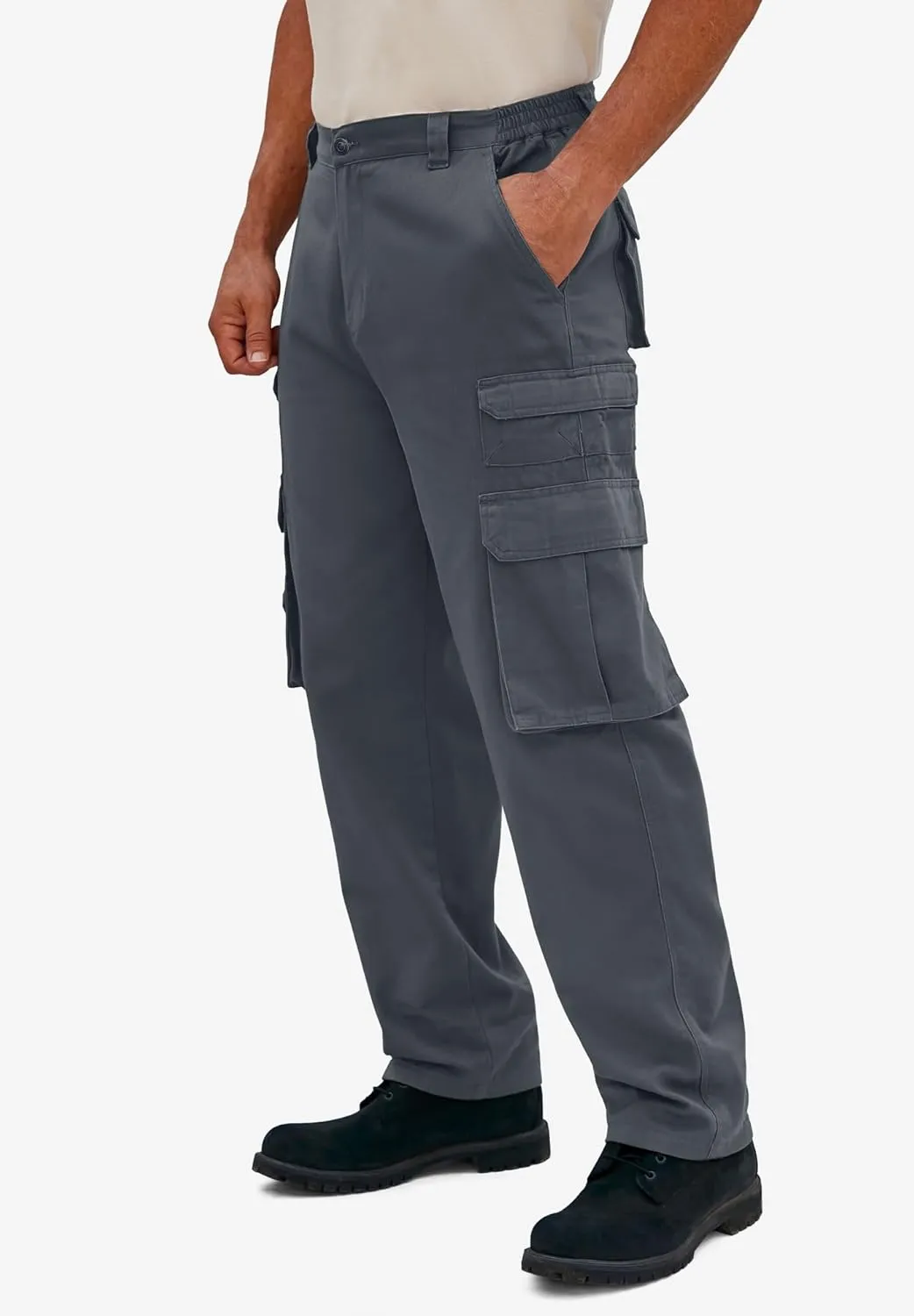 Boulder Creek by Kingsize Men's Big & Tall Ranger Side-Elastic Stacked Cargo Pocket Pants