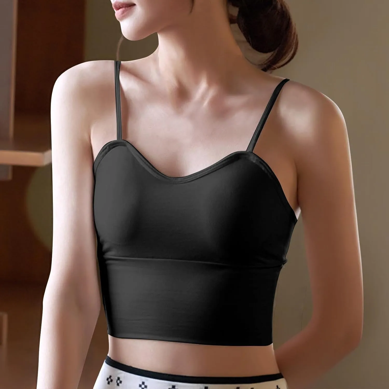 Bra Cami Tank with Built in Bra Sleeveless Lightweight Summer Cooling Tanks Tops V Neck Padded Undershirts for Women