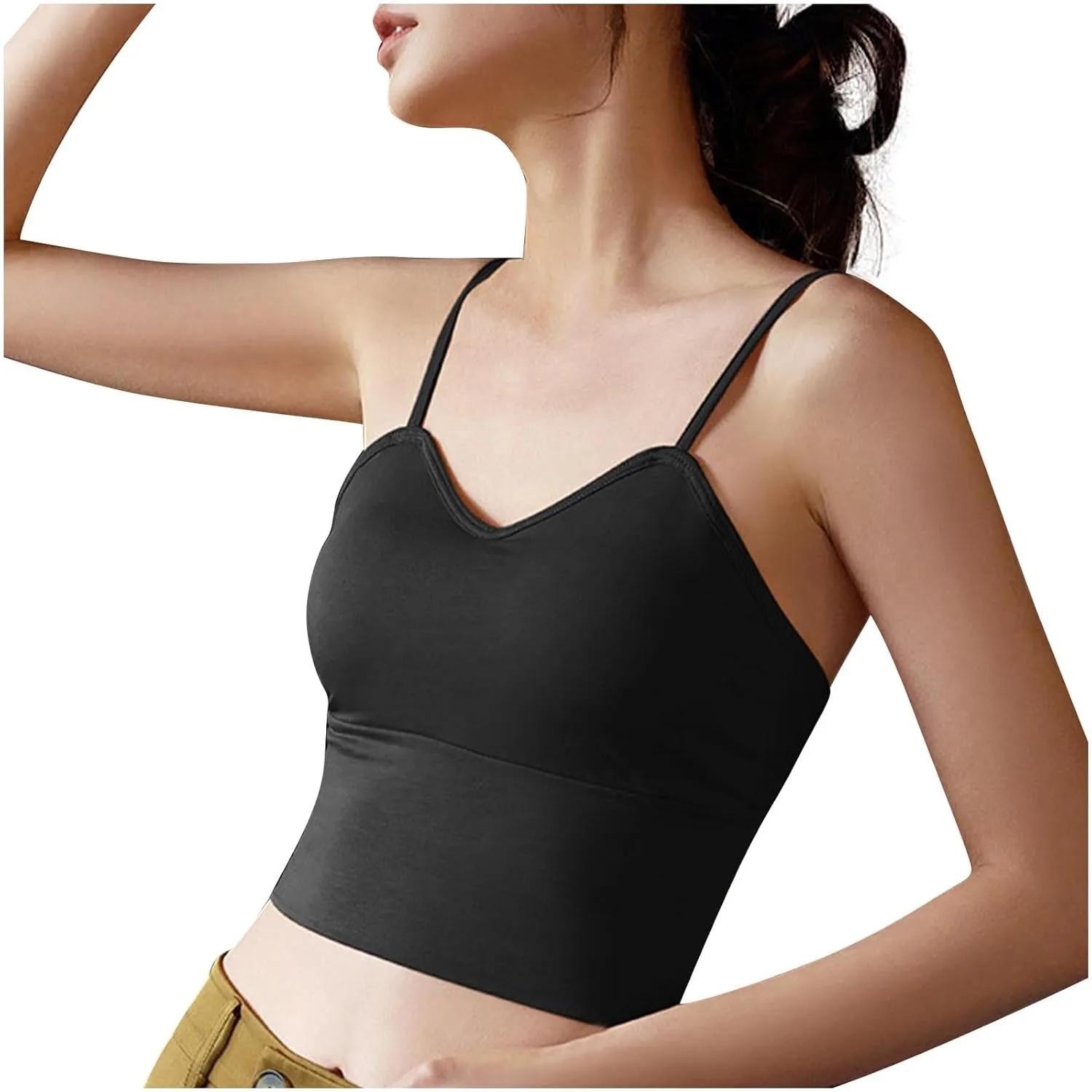 Bra Cami Tank with Built in Bra Sleeveless Lightweight Summer Cooling Tanks Tops V Neck Padded Undershirts for Women