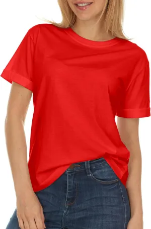 Brix Womens Loose Fit Tee - Shirts Crewneck Cotton Tees.