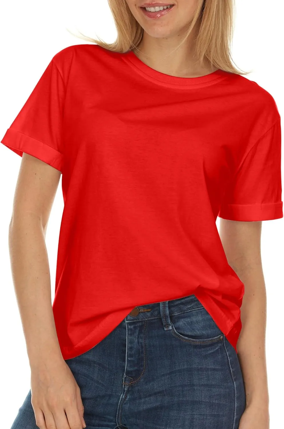 Brix Womens Loose Fit Tee - Shirts Crewneck Cotton Tees.