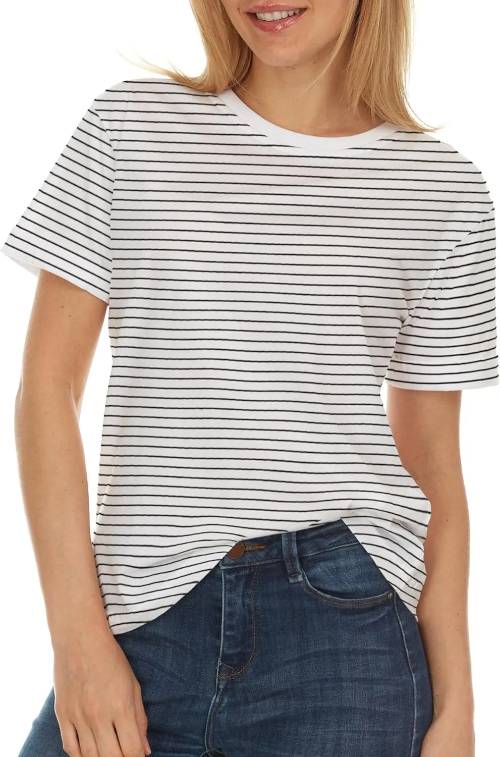 Brix Womens Loose Fit Tee - Shirts Crewneck Cotton Tees.