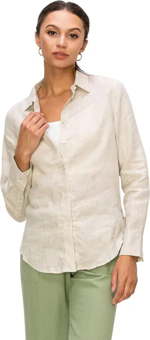 Cali1850 Women's Casual Linen Shirts – Classic Fit 100% Linen Long Sleeve Fitted Button Down Top Collared Blouse