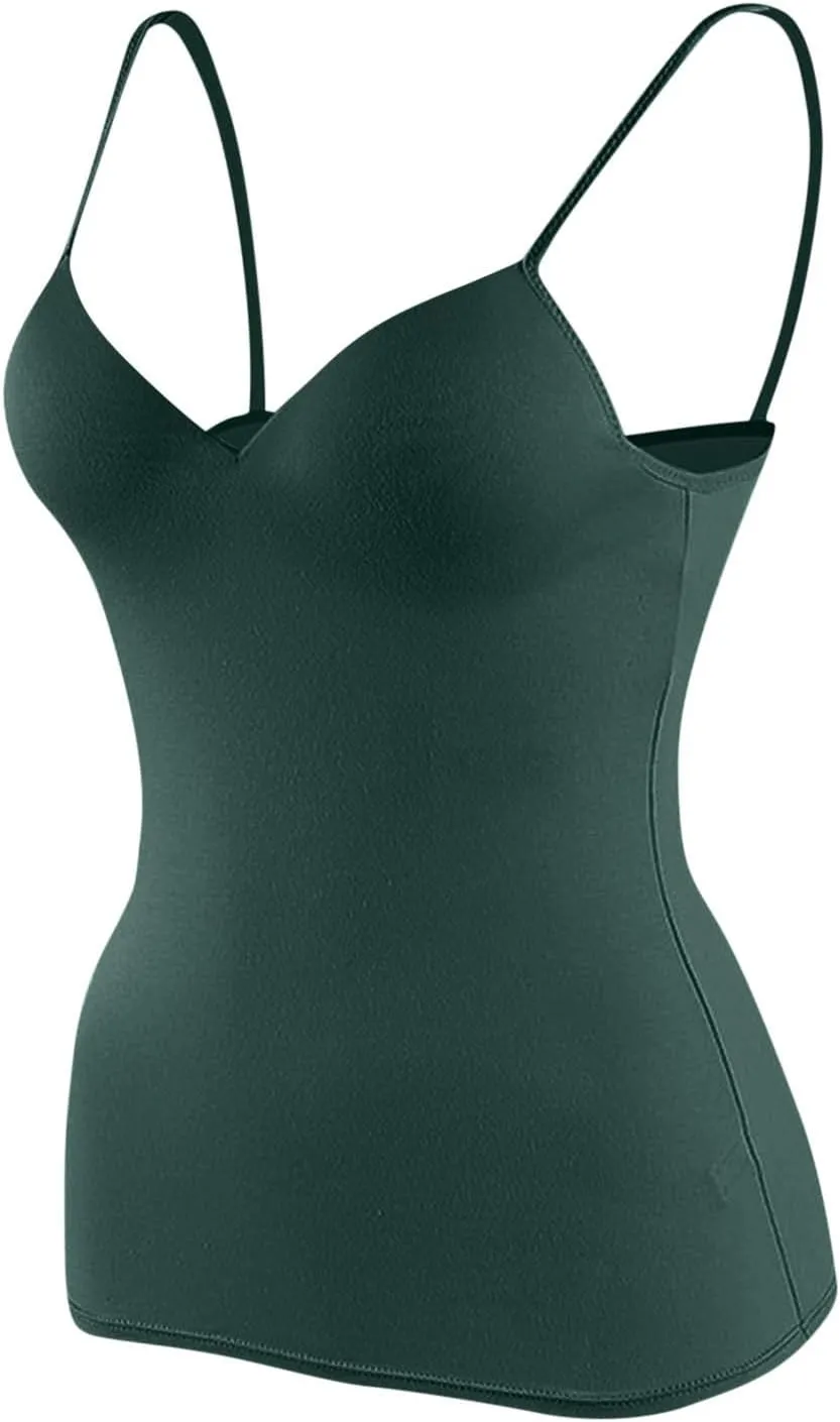 Camisole Tops for Women Built in Bra Slim Fit Crop Lightweight Quick Dry Padded Bras Sexy Vneck Layering Tank Tops
