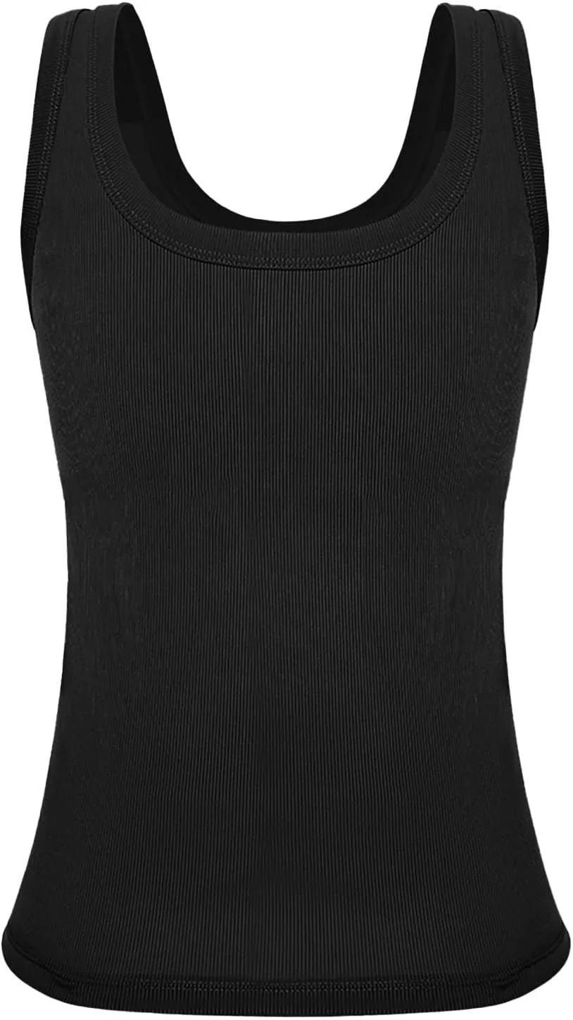 Camisole Tops for Women with Built in Bra Summer Casual Sleeveless Wide Strap Yoga Cami Quick Dry Workout Padded Top