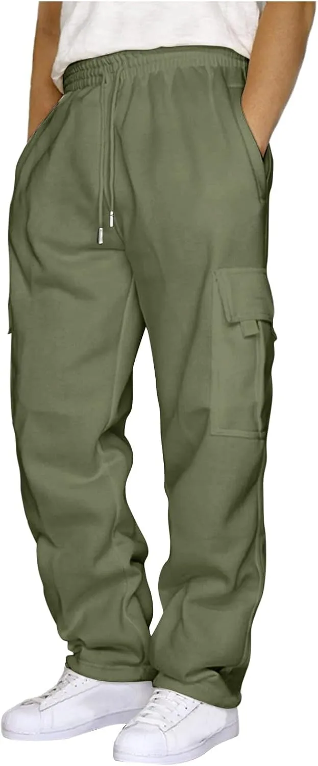 Cargo Sweatpants for Men Casual Pocket Sport Work Casual Trouser Pants Trousers Stretch Waist Cargo Pants