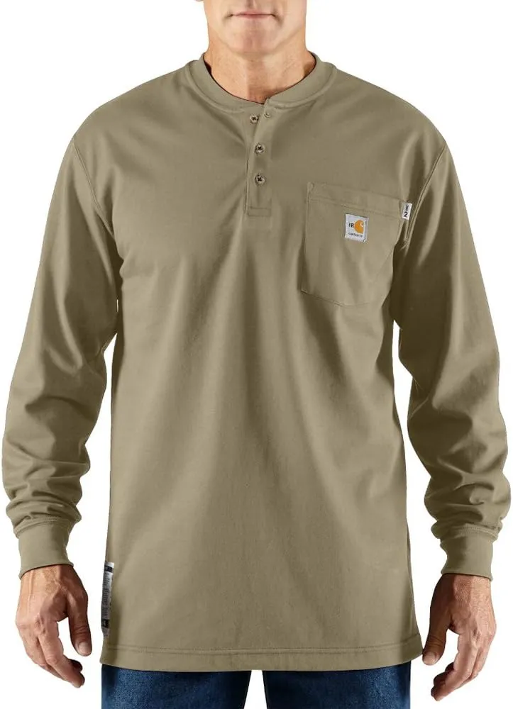 Carhartt Men's Flame Resistant Force Cotton Long Sleeve Henley