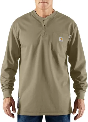 Carhartt Men's Flame Resistant Force Cotton Long Sleeve Henley