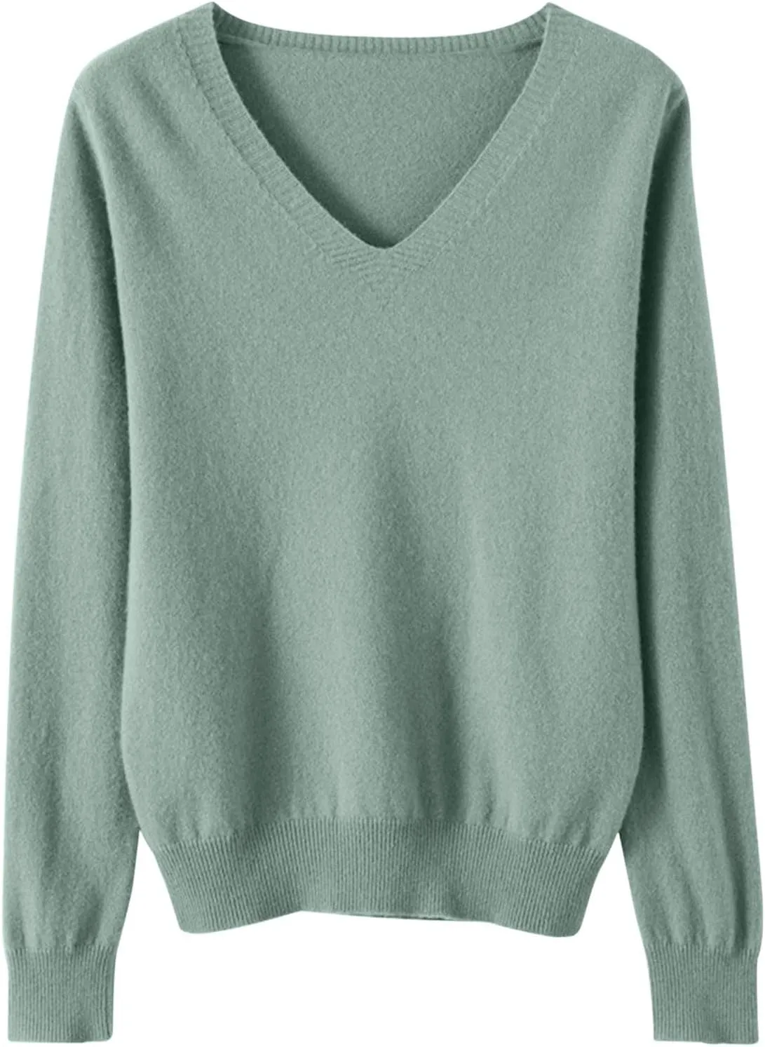 Cashmere Sweaters for Women Long Sleeve V Neck Pullover Tops Loose Soft Cozy Sweater Warm Wool Knit Sweater Shirts