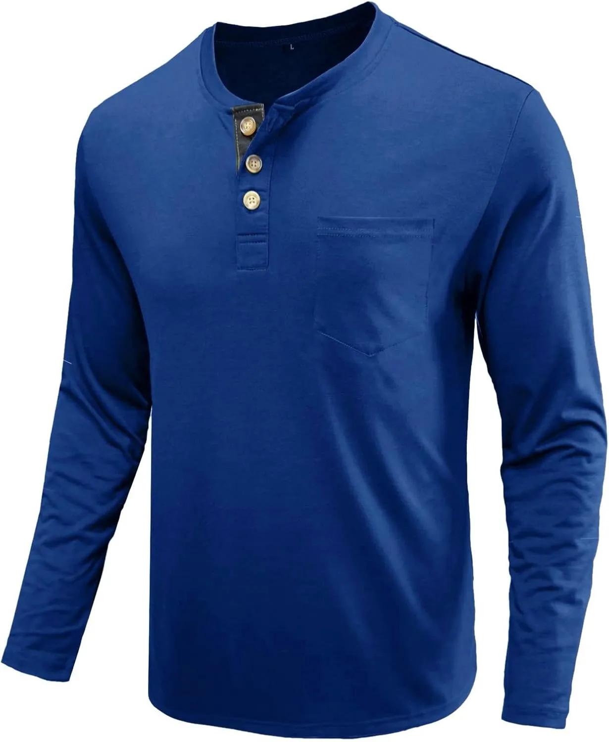 Casual Henley Shirt for Men Lightweight Fitted Long Sleeve Cotton Polo Shirts Breathable Bussiness Work Golf Tee Top