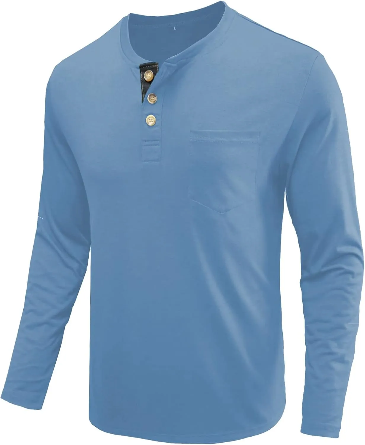 Casual Henley Shirt for Men Lightweight Fitted Long Sleeve Cotton Polo Shirts Breathable Bussiness Work Golf Tee Top