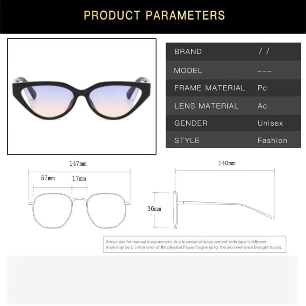 Cat Eye Sunglasses Frame Women Cateye Vintage Eyeglasses Ladies Retro Triangle Glasses Uv400
