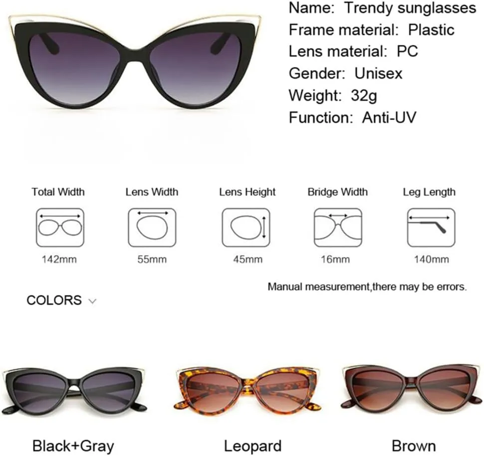 Cat Eye Sunglasses Woman Vintage Butterfly Mirror Sun Glasses Female Retro Eyeglasses