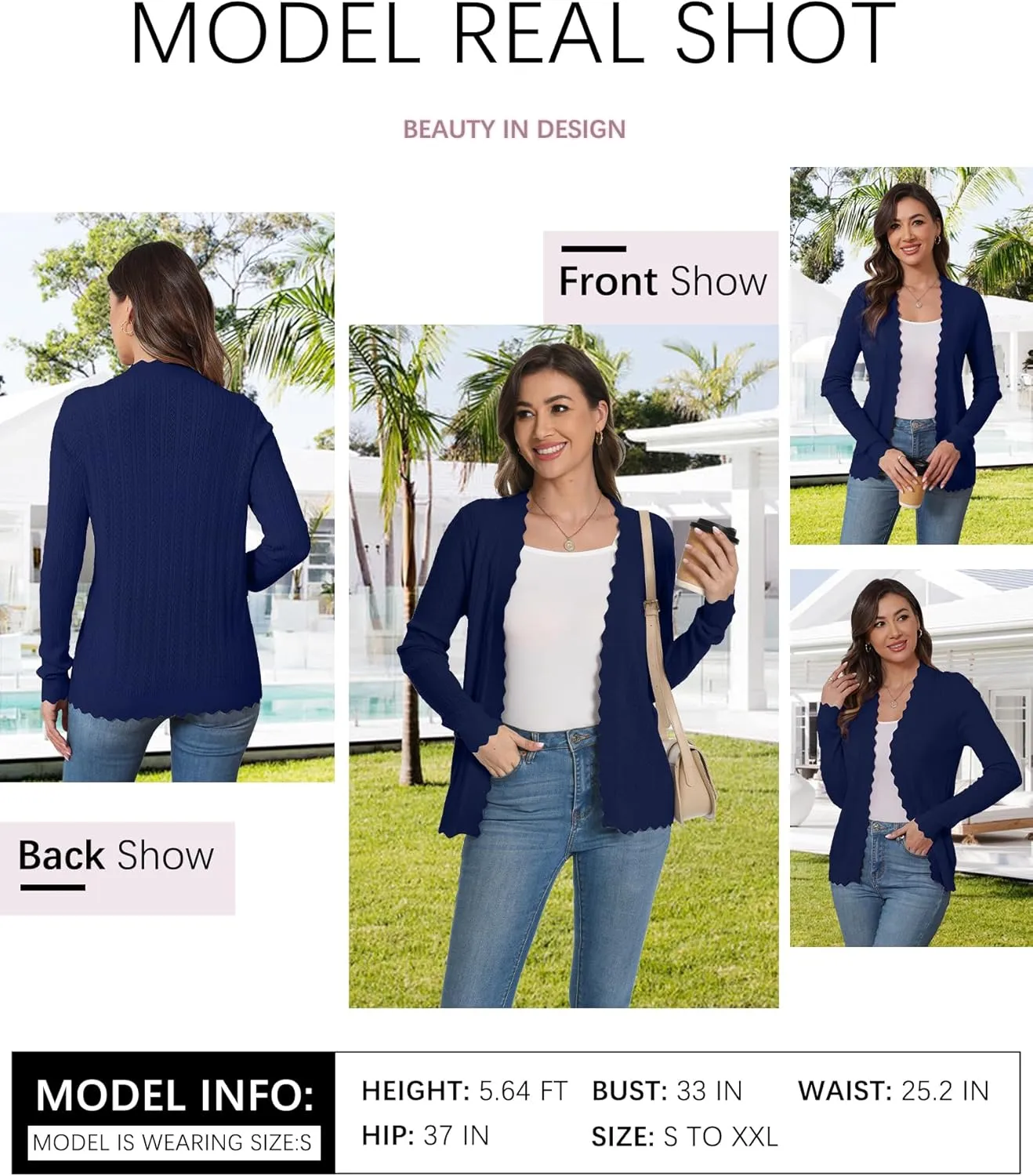 COSSEN Women Long Sleeve Cardigan Trendy Lightweight Crochet Knit Cardigan Sweater
