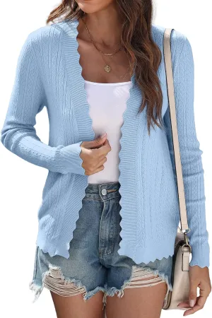 COSSEN Women Long Sleeve Cardigan Trendy Lightweight Crochet Knit Cardigan Sweater