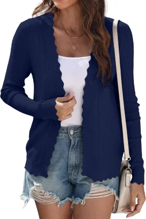 COSSEN Women Long Sleeve Cardigan Trendy Lightweight Crochet Knit Cardigan Sweater