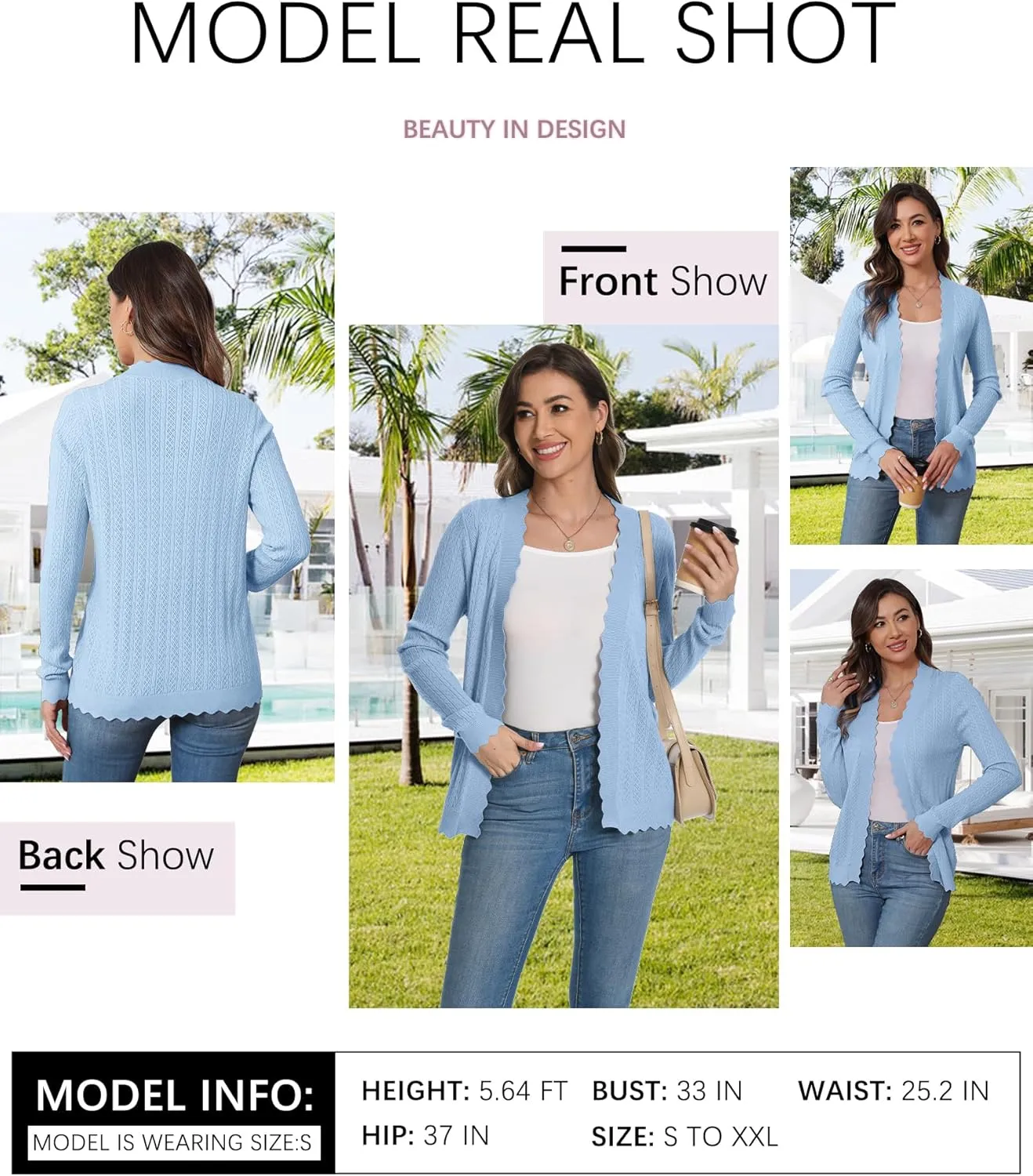 COSSEN Women Long Sleeve Cardigan Trendy Lightweight Crochet Knit Cardigan Sweater