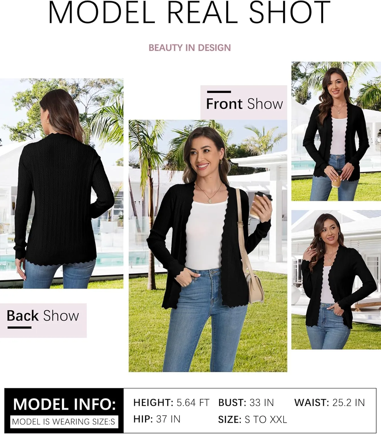 COSSEN Women Long Sleeve Cardigan Trendy Lightweight Crochet Knit Cardigan Sweater