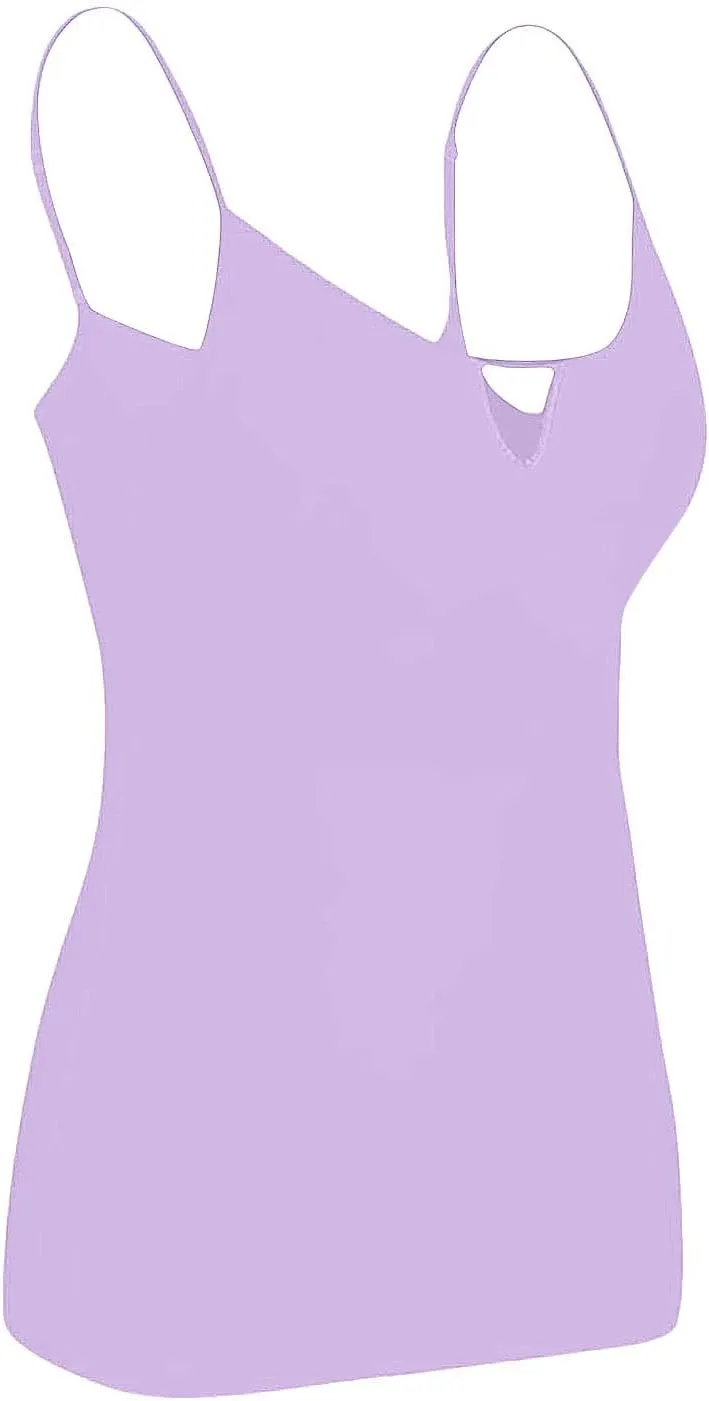 Cotton Camisole Tops for Women Casual Built in Bra Sleeveless Tank Top Spaghetti Strap Basic Active Cami Undershirts