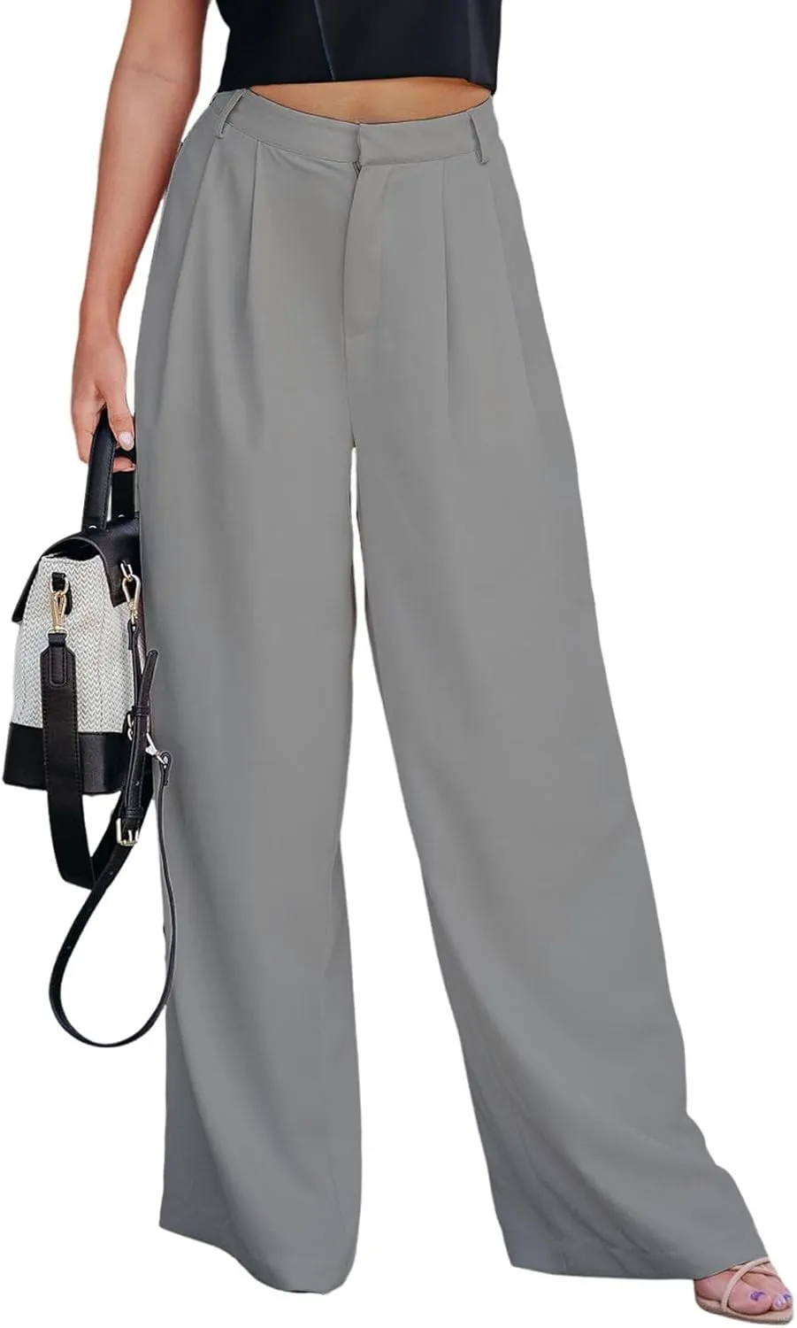 Dokotoo Women's Wide Leg Pants Business Casual Loose High Waisted Dress Palazzo Flowy Trousers