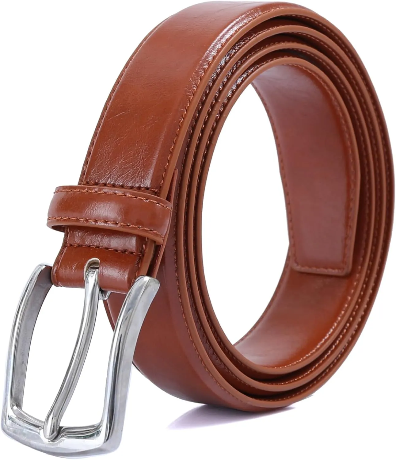 DOSHI Professional 2 - Ultra Premium Quality Polished Chrome Vegan Leather Belt - PVD Buckle Dress Belt for Men
