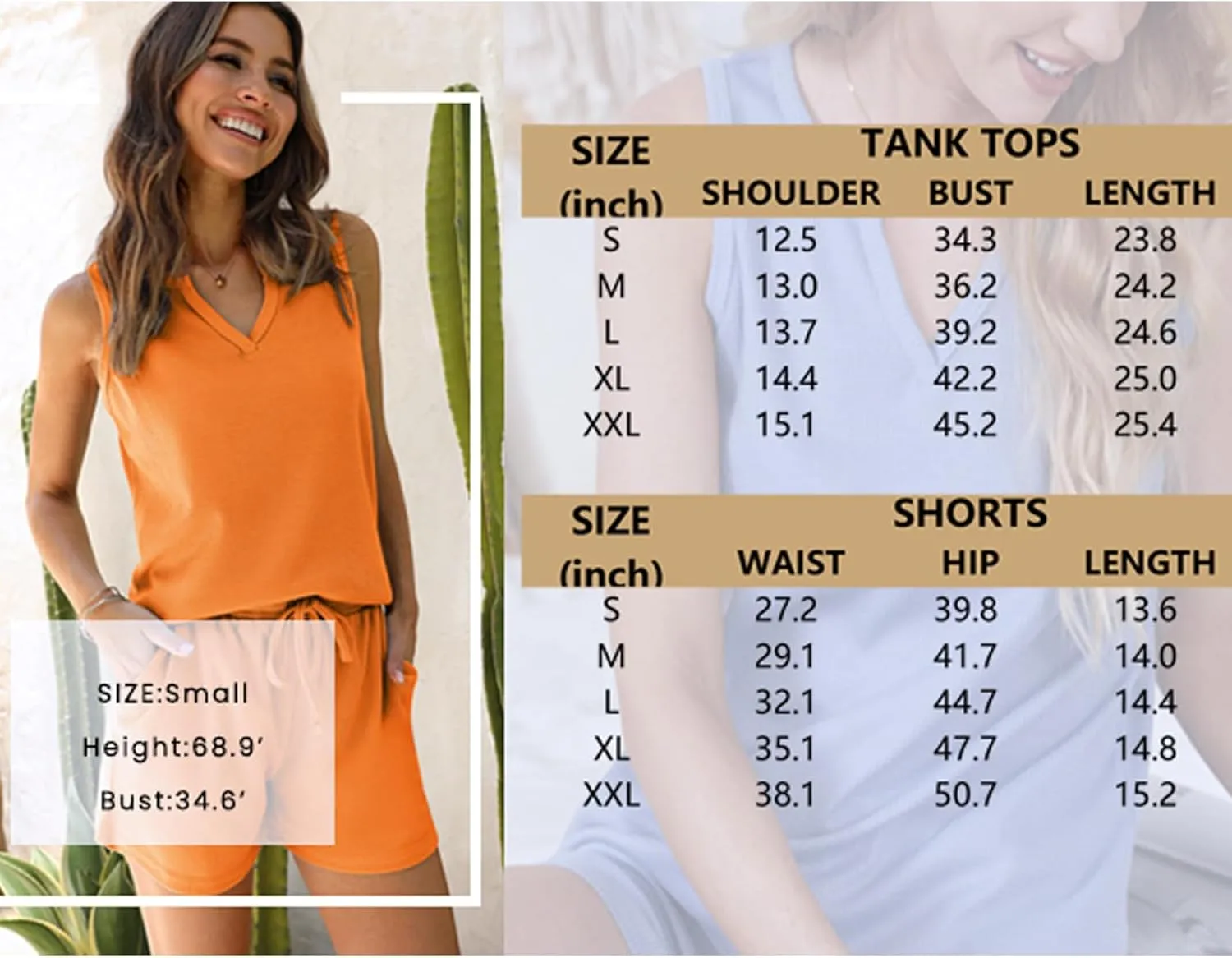 Ekouaer Pajamas Tank Top and Shorts Lounge Sets Waffle Knit V Neck Pj Short Sets Casual Outfits for Women