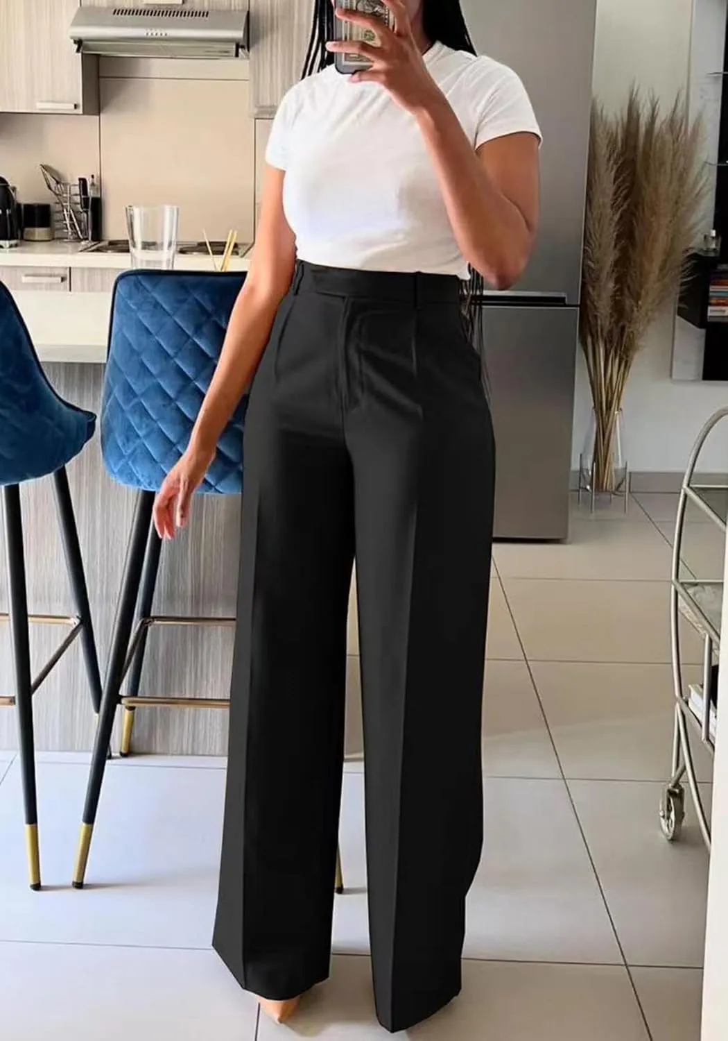 Famnbro Womens Dress Pants Slacks High Waisted Wide Leg Yoga Business Work Pants Trousers