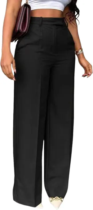 Famnbro Womens Dress Pants Slacks High Waisted Wide Leg Yoga Business Work Pants Trousers