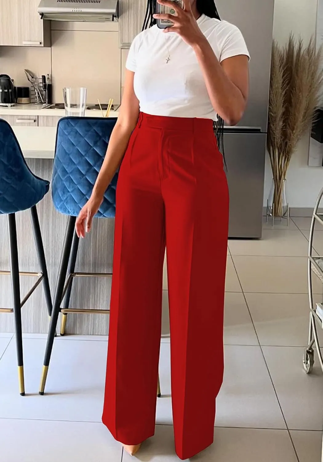 Famnbro Womens Dress Pants Slacks High Waisted Wide Leg Yoga Business Work Pants Trousers